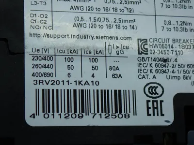 USED SIEMENS 3RV20111KA10