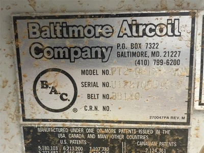 Baltimore Air Coil Model PT2-0812A-3N1 & PT2-1212A-3N1 Cooling Towers