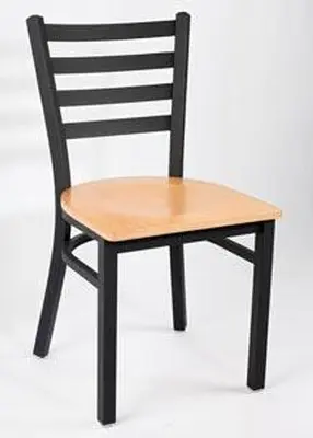 Ladder Back Metal Chair, Walnut  OR Oak Finish Wood Seat
