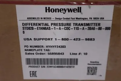 HONEYWELL STD820-E1HN6AS-1-A-CDC-11S-A-20A6-00-0000 / STD820 TRANSMITTER #G403