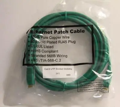 NEW Ethernet Patch Cable ["Does not apply", "Cat.6 UTP Booted 550MHz"]