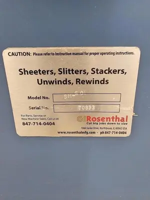 60" WIDE ROSENTHAL SM-60 STRAIGHT KNIFE SHEETER WITH RAZOR SLITTING