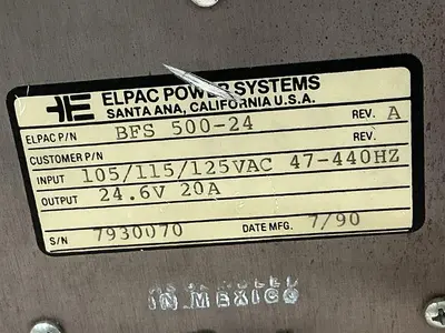 USED ELPAC POWER SYSTEM BFS 500-24 REV. A