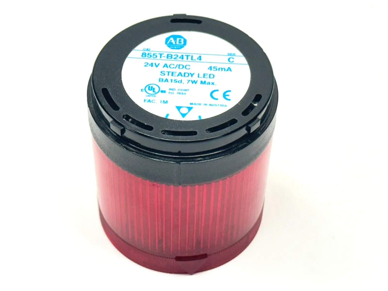 855T-B24TL4 | Allen Bradley  Ser C 70mm Red Steady LED Stack Light 24V AC/DC - Used
