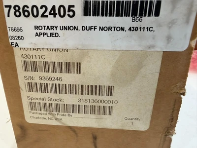 NEW DUFF NORTON 430111 8 17 4221 ROTARY UNION