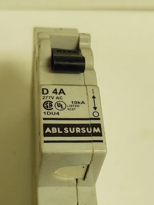 ALTECH ABL SURSUM CIRCUIT BREAKER 1DU2 D 4A 4 AMP A 277VAC 1 POLE 1P DIN Rail