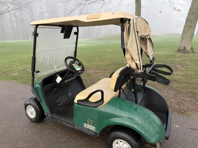 (1) 2017 E-Z-Go golf cart with a Kawasaki gas engine, model 625111G01, includes canopy, ball cover, ...
