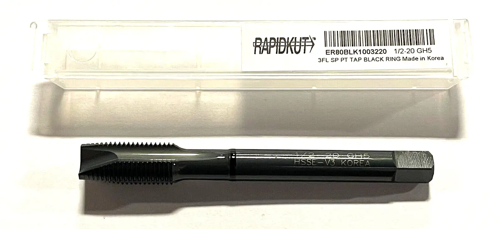 RapidKut 1/2-20 HSSE-V3 Spiral Point Plug Tap 3FL H5 High Performance Black Ring
