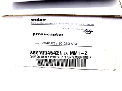 NEW WEBER 2040.63 PROXI- CAPTOR PROXIMITY SWITCH 90-250VAC 204063