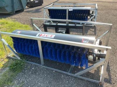 New JCT 72” Hydraulic Broom Skid Steer Attachment, Universal Quick Attach, Manual Angle, approx. 66”...