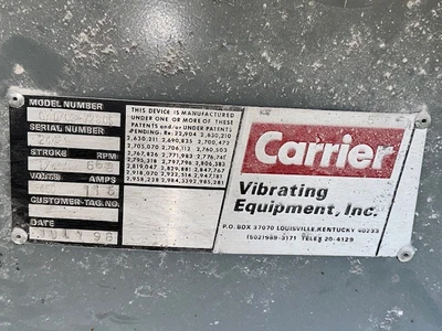30' L x 70" Wide Carrier Fluid Bed Dryer With Heater