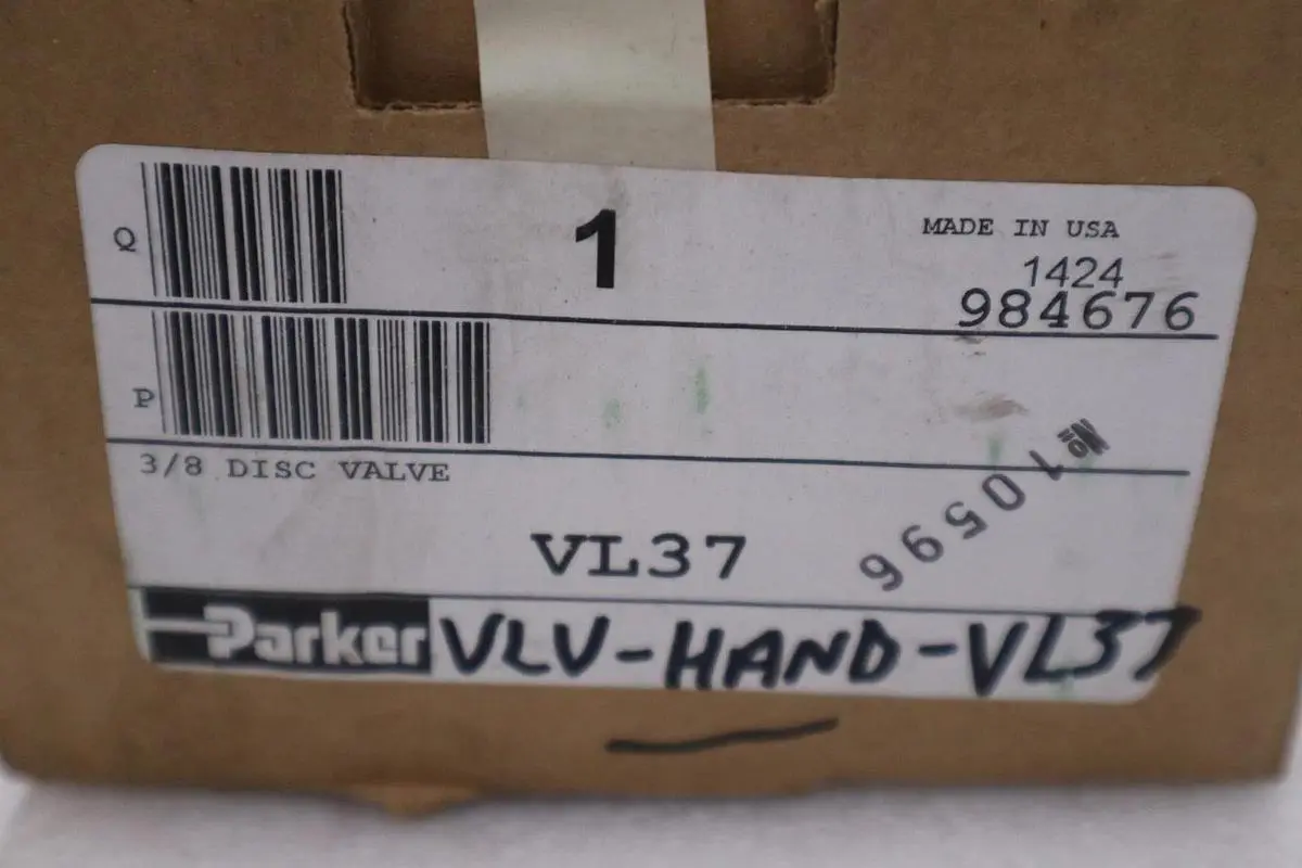 PARKER VL37 150PSI 3/8" DISC VALVE - NEW IN BOX - STOCK GF208A
