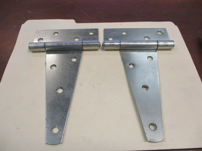 Unused 6" 4-hole Zinc Plated Heavy Duty T-hinges (QTY 2)