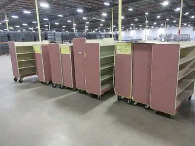 WOODEN, ROLLING WAREHOUSE CARTS