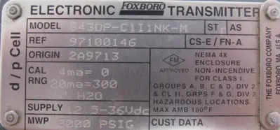 NEW FOXBORO 843DP-C1I1NK-M PRESSURE TRANSMITTER 843DPC1I1NKM