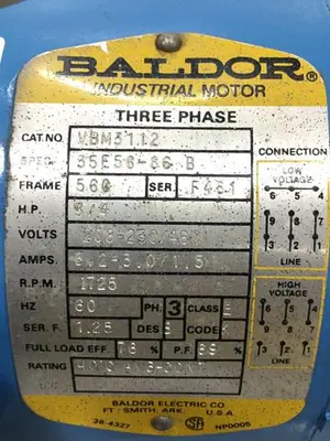 USED BALDOR VBM3112