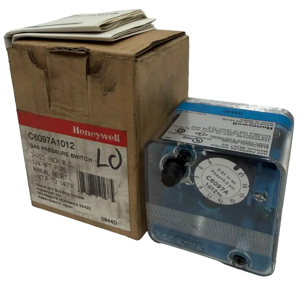 NEW HONEYWELL C6097A1012 GAS PRESSURE SWITCH 1/4"NPT PIPE