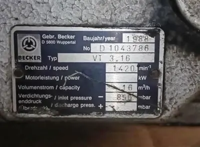 Becker model VT.316 vacuum pump