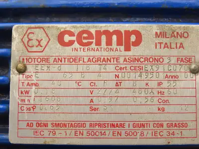 Cemp Bonfiglioli MVF 44/F Gearmotor 14:1 Reducer Hollow Shaft 115rpm .18kw 480V