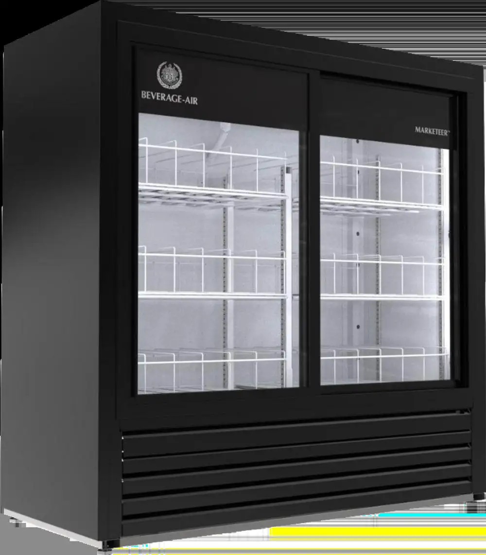 Beverage-Air MT41-48-1-SDB 47 1/4" Marketmax™ Two Section Glass Door Merchandiser - (2) Sliding Doors, Black, 115v