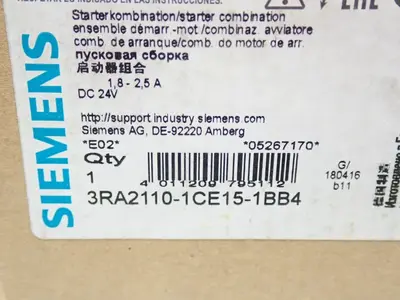 New | in-Stock SIEMENS 3RA21101CE151BB4 Feeders (Material Handling) | HGR 24 #746559
