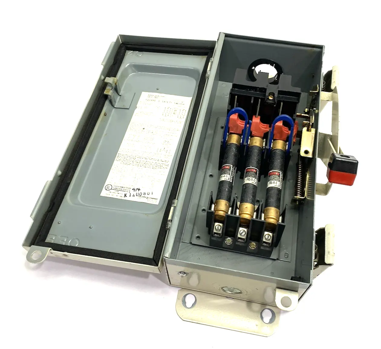 USED SCHNEIDER ELECTRIC SQUARE D SAFETY SWITCH, HEAVY DUTY, FUSIBLE, 30A 3-POLE 20HP