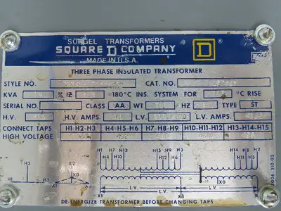Square D 32749-17145-001 Stepdown Transformer 15 kVA 3Ph HV 480V LV 208Y/120