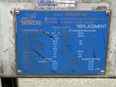Used 2000 TREMCAR _UNKNOWN_ Tanker Trailers Indiana US | Lakeshore Equipment Sales #1546596