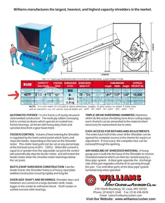 USED WILLIAMS 40TF CARDBOARD CORE & PAPER SHREDDER