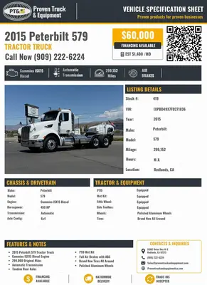 Used 2015 PETERBILT 579 Tractors & Trailers California US | Lillo Machinery #1542383