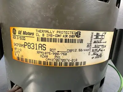 Ge 5KCP39MGP831AS 1/2 HP, 277V, 1 PH, 1075/900/750 RPM (11.6.1)