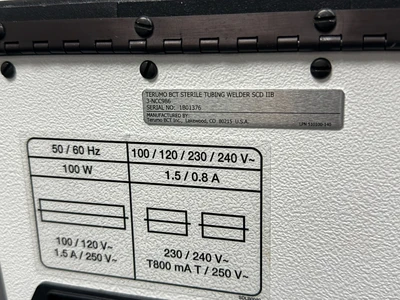 2018 Terumo BCT SCD IIB sterile tubing tube welder 3NCC986