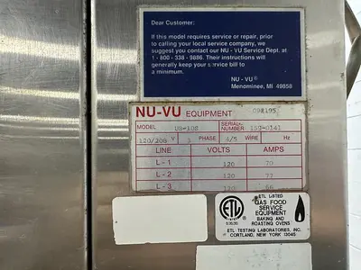 USED NU-VU EQUIPMENT UB-10S