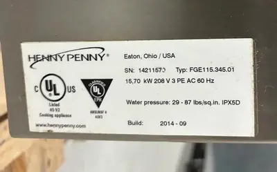 USED HENNY PENNY FGE115.345.01