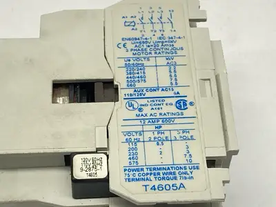 USED CUTLER HAMMER SER B1 CONTACTOR IEC 3-POLE 12A 600V