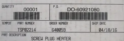 NEW TEMCO TSP02214 SCREW PLUG IMMERSION HEATER 10KW 240V