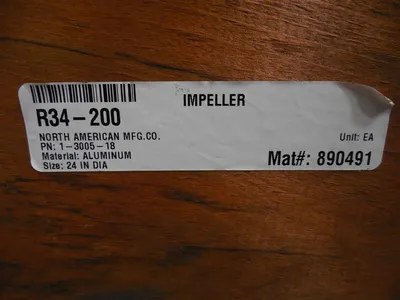 24" North American MFG Co. 1-3005-18 Aluminum Impeller New