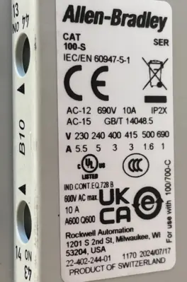 ALLEN BRADLEY100-C97DJ10 CONTACTOR SER. A 100C97DJ10 NEW, SURPLUS