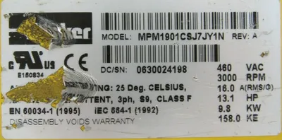USED PARKER MPM1901CSJ7JY1N SERVO MOTOR
