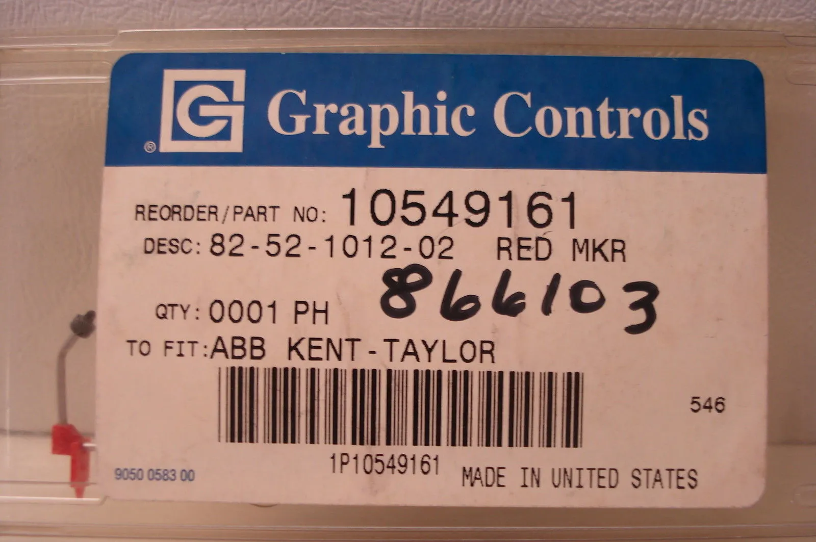 NEW GRAPHIC CONTROLS 10549161 RED MARKER 82-52-1012-02 2 PACK