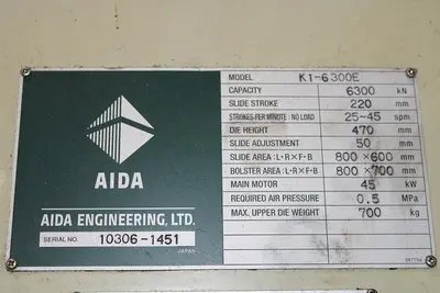 USED 2014 AIDA K1-6300