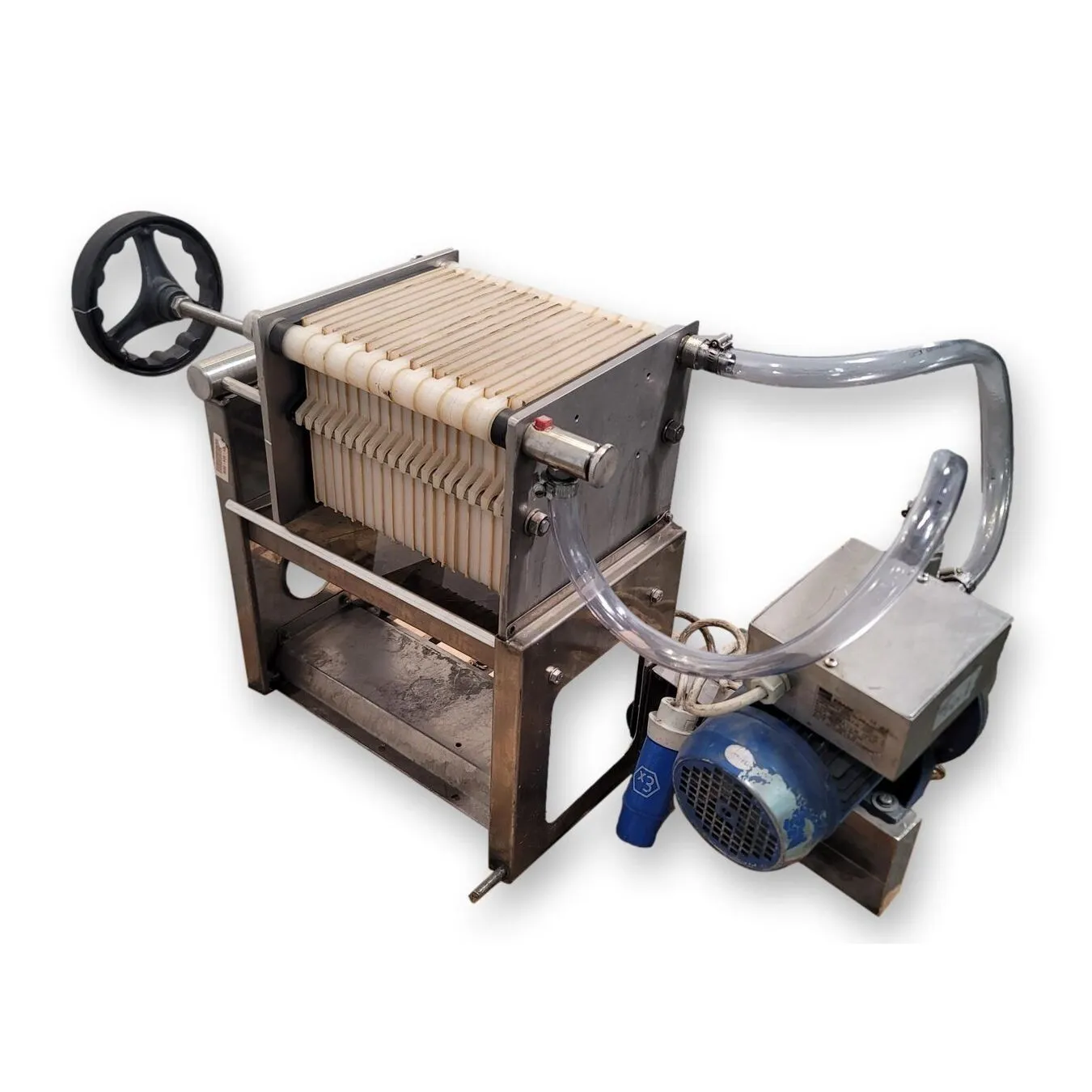 Used Stainless Steel Laboratory Filter Press with Pump - 7.25" (184mm)