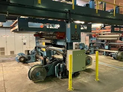65” wide x 60” diameter Jagenberg shaftless unwinds
