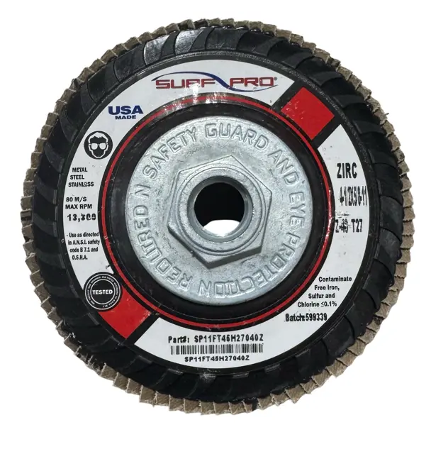 Surf-Pro 4-1/2" x 5/8-11 Flap Disc T27 40 Grit Zirconia 10 Pack