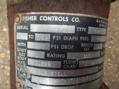 Fisher 1" 300 Class 316 Stainless Steel Control Valve
