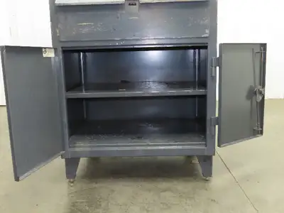 Strong Hold Extreme Duty 12 GA Shop Desk 1 Drawer Riser Shelf 36x28x54"