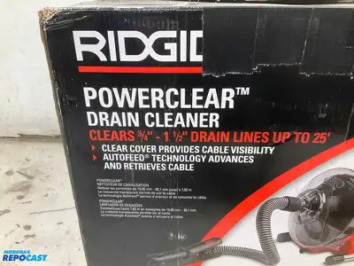 Ridgid Powerclear Drain Cleaner, Clears 3/4”-1-1/2” Drain Lines up to 25’, New