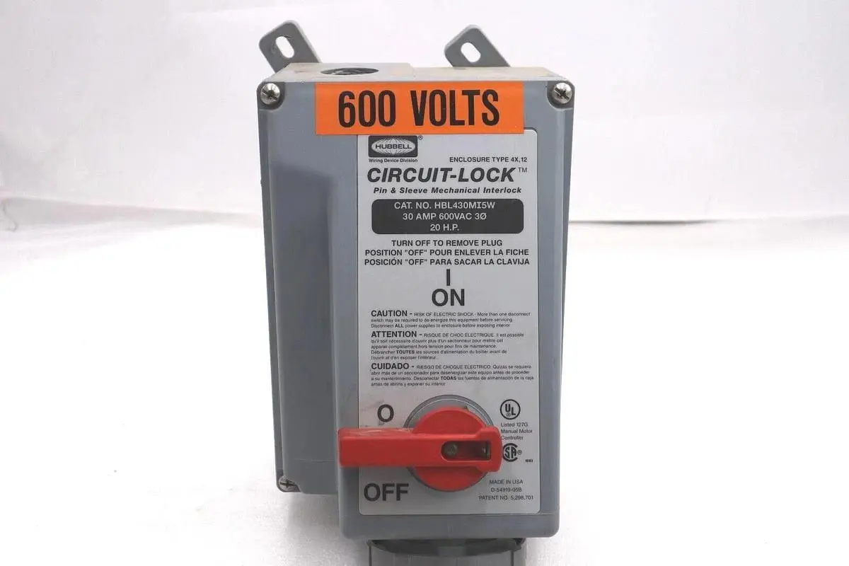 HUBBELL HBL430MI5W WIRING DEVICE CIRCUIT LOCK 30 A 600 V 20 HP #L-215