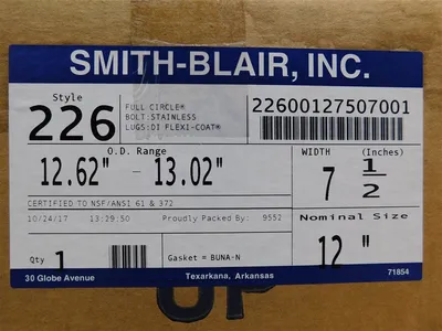 Smith-Blair Inc. 22600127507001 Full Circle Single Band Pipe Repair Clamp New