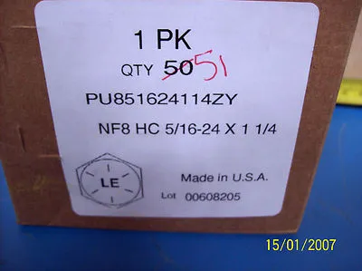 NEW McMASTER CARR HEX HEAD CAP SCREW
